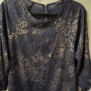 Paper moon great blue gold leopard print blouse